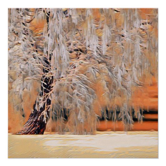Winterlandschaft mit schneebedeckten Bäumen Aquare Poster (Vorderseite)