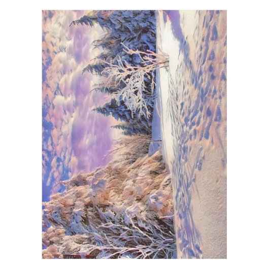 Winterlandschaft mit schneebedeckten Bäumen Aquare Tischdecke (Vorderseite)