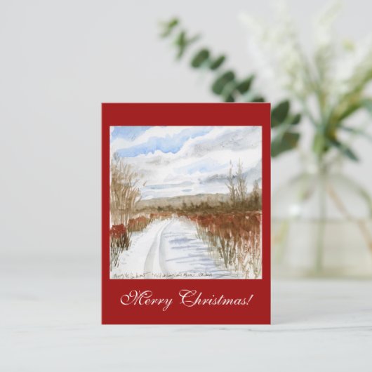 Winterlandschaft mit Schneefall Feiertagspostkarte (Stehend Vorderseite)