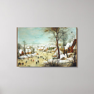 Winterlandschaft mit Skater und Vogelfalle Leinwanddruck