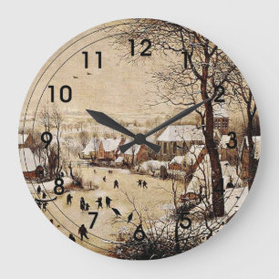 Winterlandschaft mit Skatern Große Wanduhr