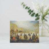 Winterlandschaft mit Skatern Postkarte (Stehend Vorderseite)