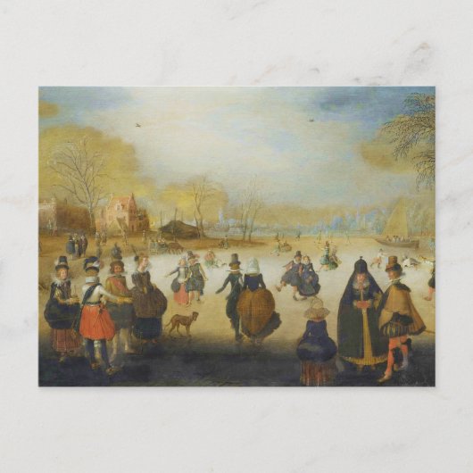 Winterlandschaft mit Skatern Postkarte (Vorderseite)