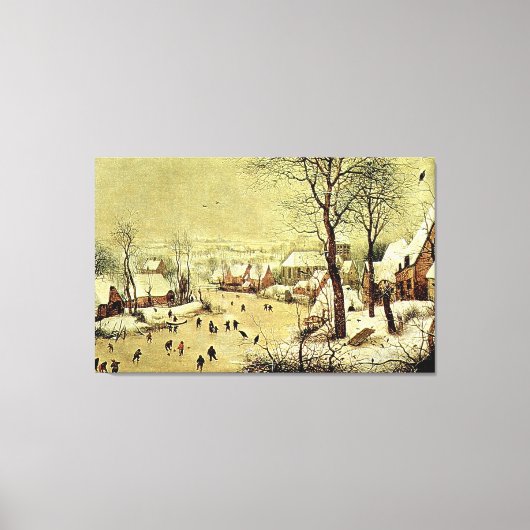 Winterlandschaft mit Skatern und Vogelfalle (1565) Leinwanddruck (Vorderseite)