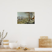 Winterlandschaft mit Skatern und Vogelfalle Poster (Küche)