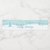 Winterlandschaft mit spruce Bäume glückliche Ferie Wasserflaschenetikett (Einzelnes Label)