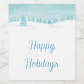 Winterlandschaft mit spruce Bäume glückliche Ferie Weinetikett (Einzelnes Label)