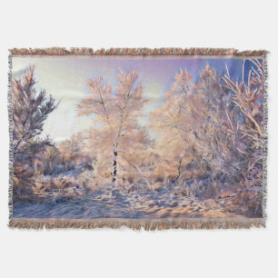 Winterlandschaft mit verschneiten Bäumen Aquarell Decke