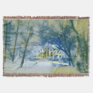 Winterlandschaft mit verschneiten Bäumen Aquarell Decke