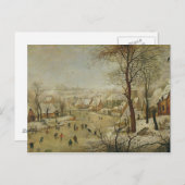 Winterlandschaft mit Vogelfalle (Öl auf Tafel) Postkarte (Vorne/Hinten)