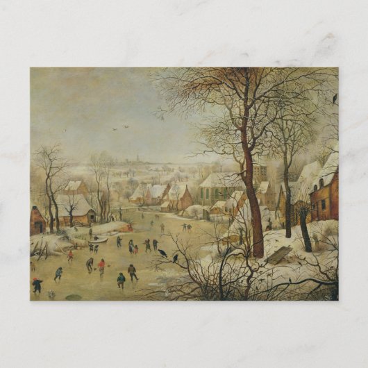Winterlandschaft mit Vogelfalle (Öl auf Tafel) Postkarte (Vorderseite)
