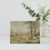 Winterlandschaft mit Vogelfalle (Öl auf Tafel) Postkarte (Stehend Vorderseite)