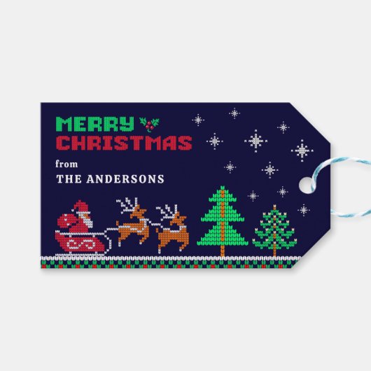 Winterlandschaft mit Weihnachten Geschenkanhänger (Vorderseite (Horizontal))