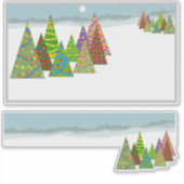 Winterlandschaft mit Weihnachtsbäumen Aufkleber (Vorderseite)