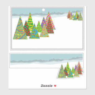 Winterlandschaft mit Weihnachtsbäumen Aufkleber