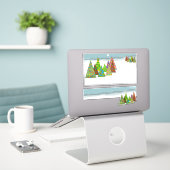 Winterlandschaft mit Weihnachtsbäumen Aufkleber (Laptop auf Schreibtisch)