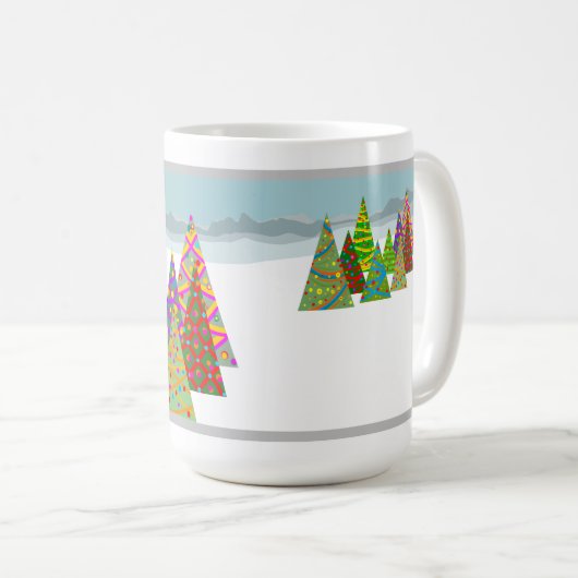 Winterlandschaft mit Weihnachtsbäumen Kaffeetasse (VorderseiteRechts)