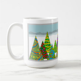 Winterlandschaft mit Weihnachtsbäumen Kaffeetasse