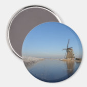 Winterlandschaft mit Windmühle und Eis Magnet (Vorderseite/Rückseite)