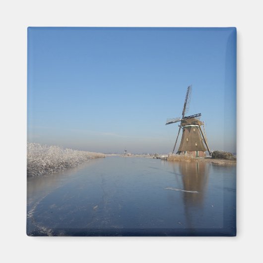 Winterlandschaft mit Windmühle und Eis Magnet (Vorne)