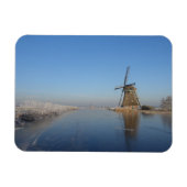 Winterlandschaft mit Windmühle und Eis Magnet (Horizontal)