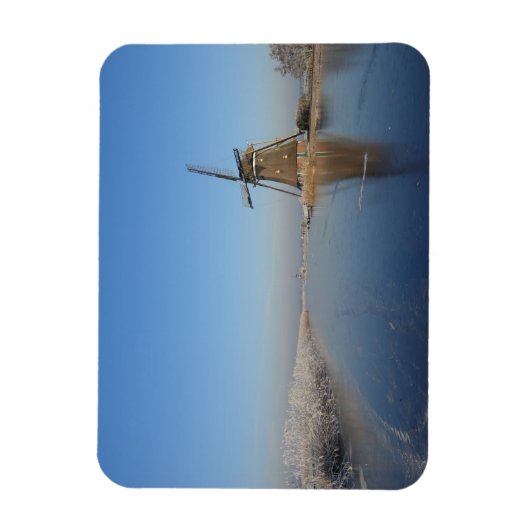 Winterlandschaft mit Windmühle und Eis Magnet (Vertikal)