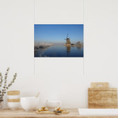 Winterlandschaft mit Windmühle und Eis Poster (Küche)