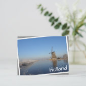Winterlandschaft mit Windmühle und Eis Postkarte (Stehend Vorderseite)
