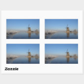 Winterlandschaft mit Windmühle und Eis Rechteckiger Aufkleber (Blatt)