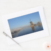 Winterlandschaft mit Windmühle und Eis Rechteckiger Aufkleber (Umschlag)
