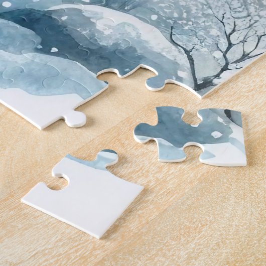 Winterlandschaft mit Wolf Puzzle (Seite)