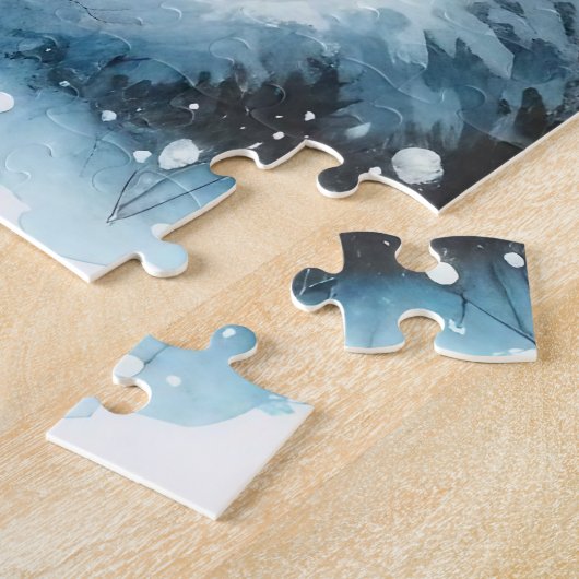 Winterlandschaft mit Wolf Puzzle (Seite)