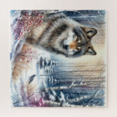 Winterlandschaft mit Wolf Puzzle (Horizontal)