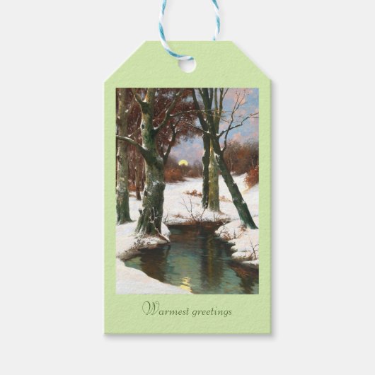 Winterlandschaft mit zunehmendem Mond Geschenkanhänger (Vorderseite)