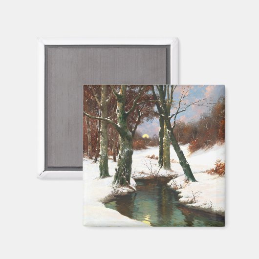 Winterlandschaft mit zunehmendem Mond Magnet (Vorderseite/Rückseite)