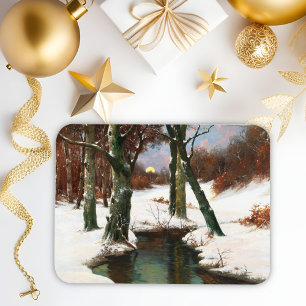 Winterlandschaft mit zunehmendem Mond Magnet