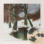 Winterlandschaft mit zunehmendem Mond Puzzle