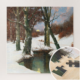 Winterlandschaft mit zunehmendem Mond Puzzle