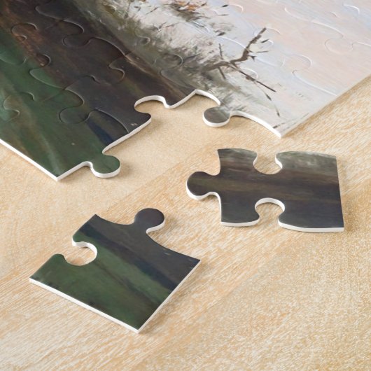 Winterlandschaft mit zunehmendem Mond Puzzle (Seite)