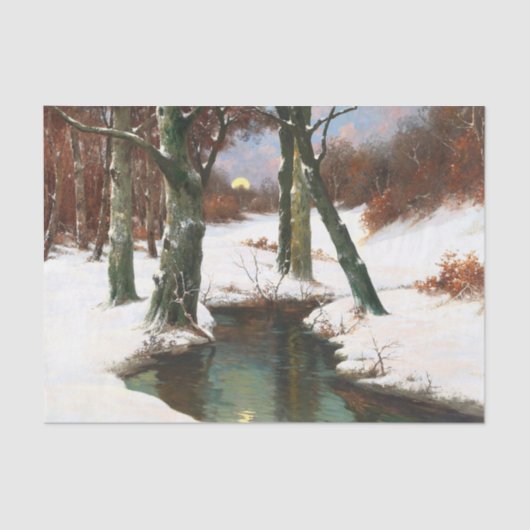 Winterlandschaft mit zunehmendem Mond Seidenpapier (Vorderseite)