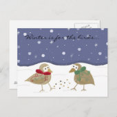 Winterlandschaft mit zwei kleinen Vögeln Postkarte (Vorne/Hinten)