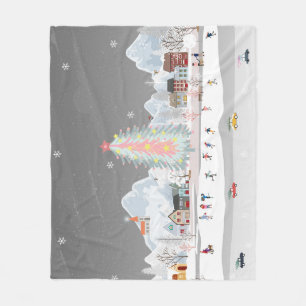 Winterlandschaft: Nachtdorf-Feiern. Fleecedecke