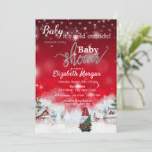 Winterlandschaft Niedlich Gnome Rot Einladung (Stehend Vorderseite)