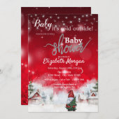 Winterlandschaft Niedlich Gnome Rot Einladung (Vorne/Hinten)