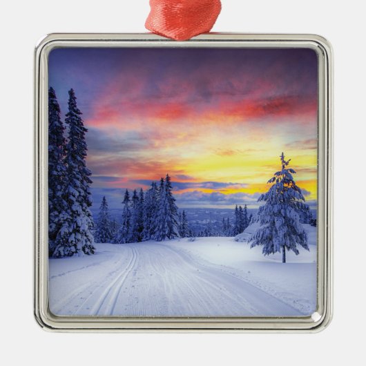 Winterlandschaft Ornament Aus Metall (Vorne)