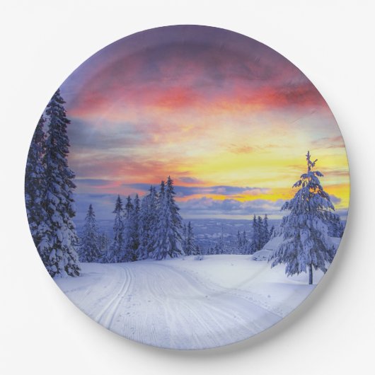 Winterlandschaft Pappteller (Vorderseite)