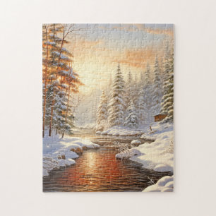 Winterlandschaft Pinienbäume Puzzle