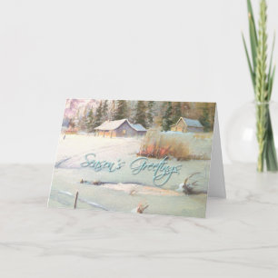 WINTERLANDSCHAFT & POND VON SHARON SHARPE FEIERTAGSKARTE