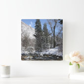Winterlandschaft Quadratische Wanduhr (Zuhause)