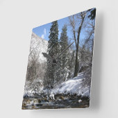 Winterlandschaft Quadratische Wanduhr (Winkel)